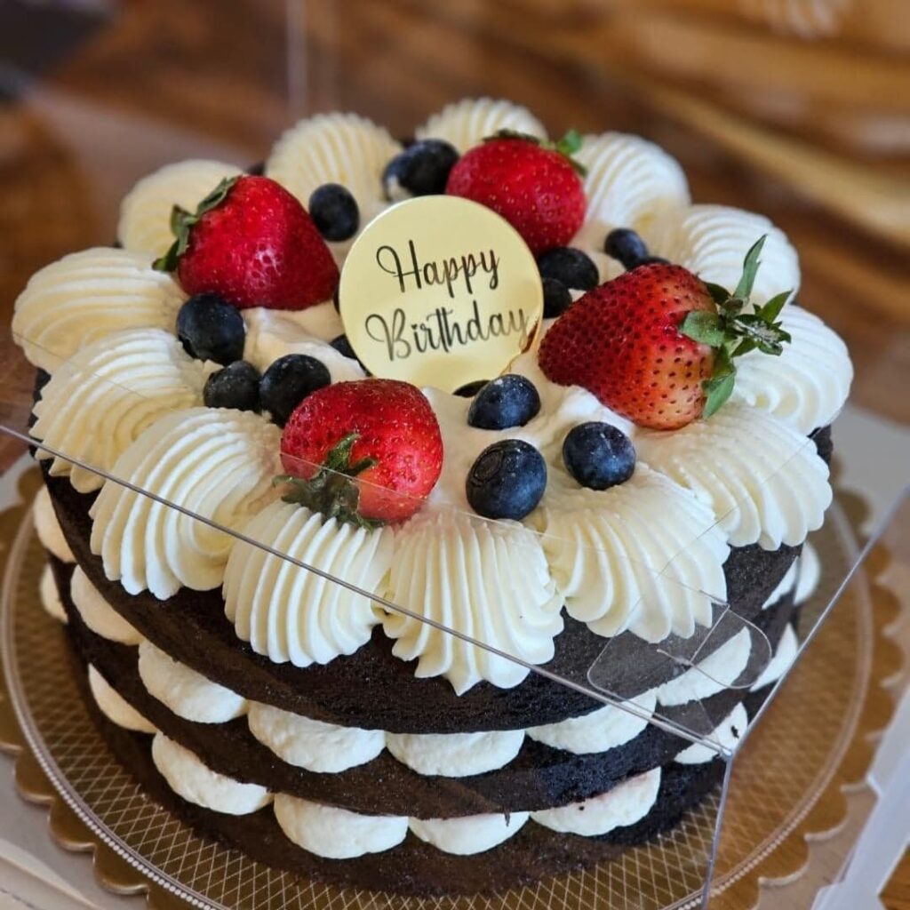 Fresh Berries on Naked Birthday Cake